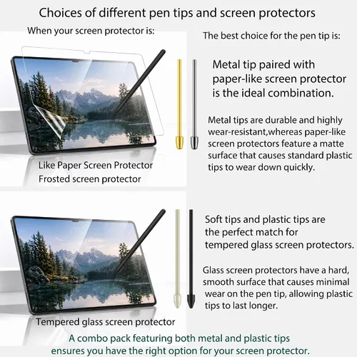 Miniatura 4 de Puntas de repuesto blandas/metálicas para Samsung Galaxy Tab S10/S9/S8/S7/S6, modelo de teléfono S26/S25/S24/S23/S22 Ultra S
