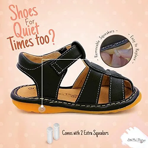 Miniatura 5 de Zapatos con para bebé de Little Mae's Boutique, color marrón, negro o azul marino, sandalias cerradas, zapatos ideales para caminar para bebés