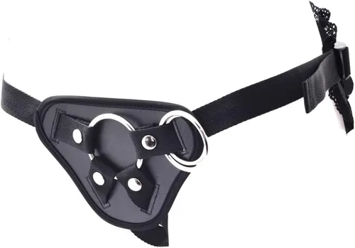 Miniatura 7 de Correa ajustable en arnés de consolador para adultos, juguetes sexuales con 3 tamaños de juntas tóricas de metal, arnés compatible con consolador