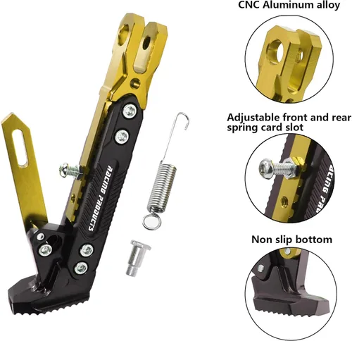 Miniatura 3 de Caballete de motocicleta universal ajustable con soporte lateral para pie, caballete de estacionamiento para motocicleta eléctrica, soporte lateral