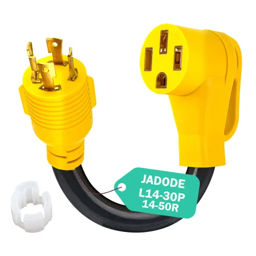Adaptador de corriente RV generador de 4 clavijas 30A bloqueo L14-30P macho a RV 50 AMP 14-50R hembra Dogbone Handle Grip Adaptador RV 125V Listado