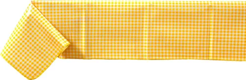 Miniatura 2 de Alux - Mantel de tela de hule a cuadros, amarillo, vinilo de plástico PVC, mantel de plástico, mantel de hule mexicano (círculo de 55 pulgadas)