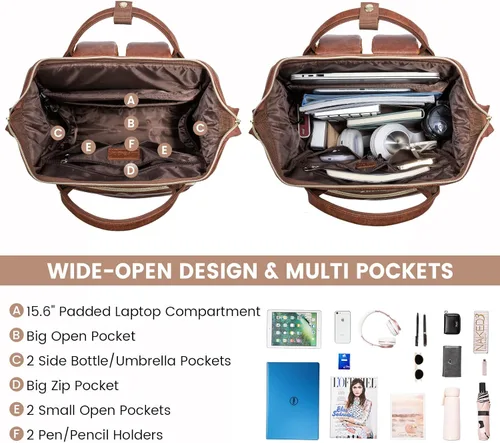 Miniatura 2 de LOVEVOOK - Mochila para laptop para mujer, mochila de moda para mujer.., Rojo Marrón, 15,6 pulg., Mochilas de viaje