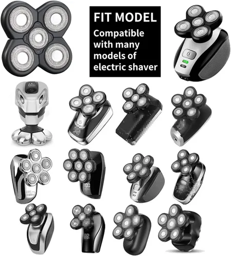 Miniatura 2 de Cabezas de Reemplazo para Afeitadora Eléctrica de 5 Cuchillas Universal para Navaja (5D Negro)