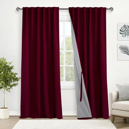 Miniatura 40 de XWZO Cortinas blancas 100% opacas con alzapaños, 2 capas gruesas completamente sombreadas con bolsillo para barra y pestaña trasera, cortinas
