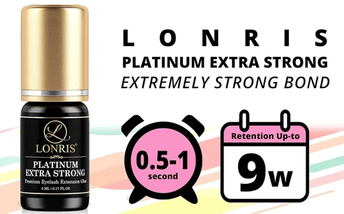 Miniatura 3 de 8-9 semanas de retención/pegamento de extensión de pestañas de volumen/Platinum Extra Strong LONRIS Lash / 0.5-1 segundo tiempo de secado/unión