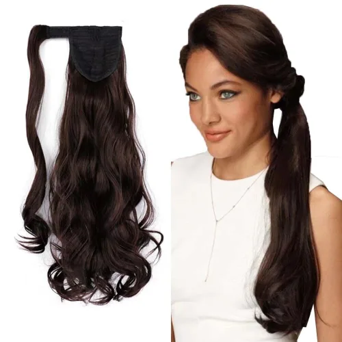 Miniatura 34 de Extensión de cola de caballo de 18 pulgadas para mujer, 3.53 onzas, fibra sintética natural japonesa resistente al calor, color negro azabache #1