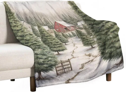 Miniatura 44 de Elegante manta de Navidad con diseño de ciervos y bayas rojas y verdes, diseño de renos de invierno, con diseño de ciervos y bayas rojas, manta