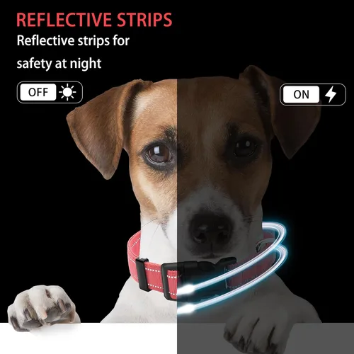 Miniatura 5 de collar reflectante para perros con hebilla de cierre de seguridad, collares de nailon suaves y transpirables ajustables para perros pequeños, Rosado