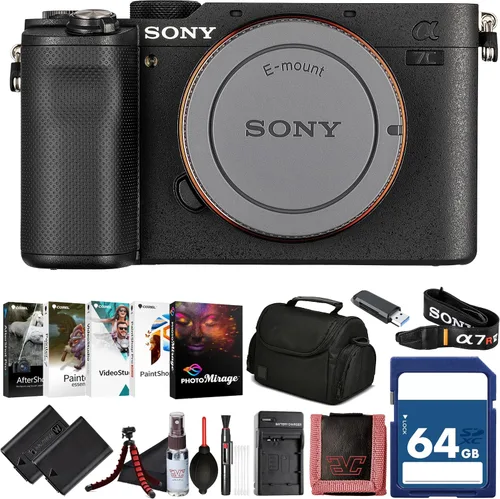 Sony α7C Cuerpo de cámara sin espejo de fotograma completo negro (ILCE-7C/B) - Sensor Exmor R de 24.2 MP, video 4K, diseño compacto | Tarjeta de