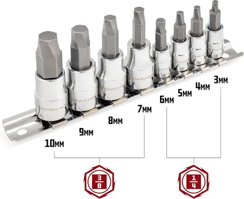 Miniatura 3 de Powerbuilt Zeon 642575 - Juego de llaves hexagonales métricas de 8 piezas, con uso para sujetadores dañados, estándar, oxidados, pernos redondeados