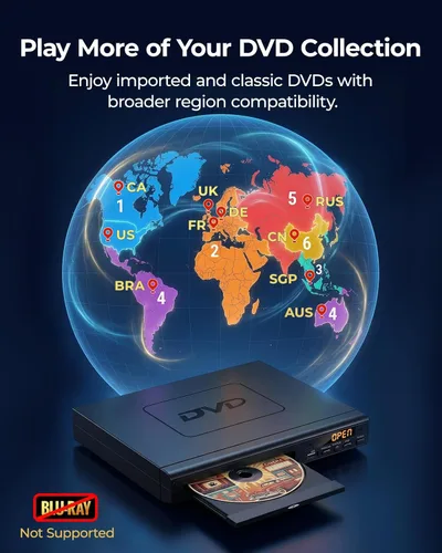 Miniatura 5 de Reproductores de DVD para TV con HDMI, reproductores de DVD que reproducen todas las regiones, reproductor de DVD simple con fácil funcionamiento