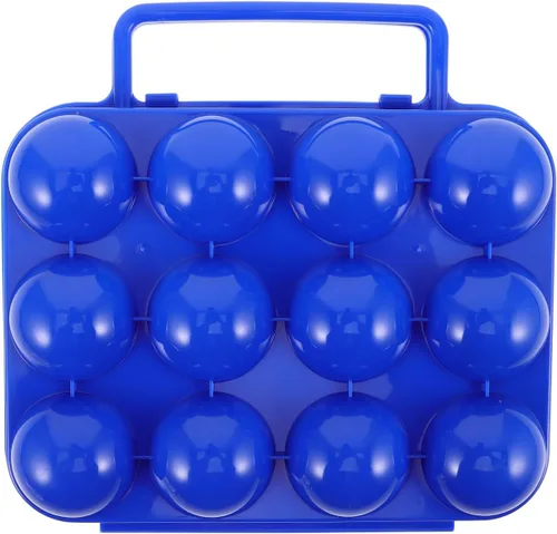 Porta huevos portátil, azul, plástico, caja de almacenamiento de huevos de 6 rejillas con asa, diseño plegable, 150