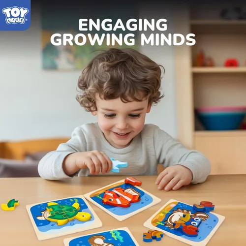 Miniatura 5 de TOY Life Rompecabezas de madera para niños pequeños de 2 a 4 años, rompecabezas de animales marinos para niños pequeños de 1 a 3, rompecabezas