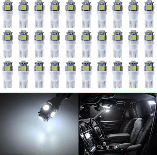 Miniatura 14 de 30 piezas de bombillas LED súper brillantes 194 azul+blanco+rojo T10 LED en cuña 5SMD 5050 Chips bombilla LED 168 para W5W 2825 158 501 luces
