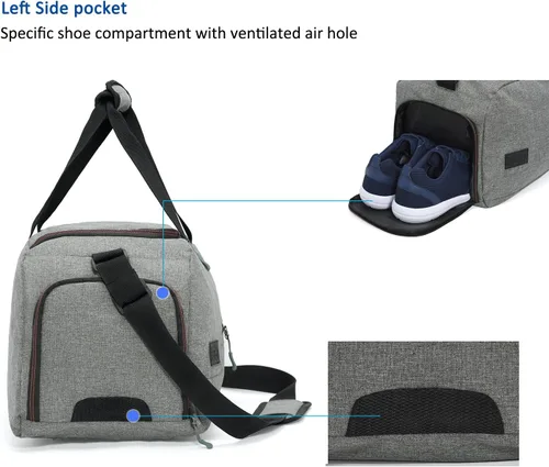 Miniatura 5 de MarsBro Bolsa de lona resistente al agua con compartimento para zapatos para gimnasio y viajes