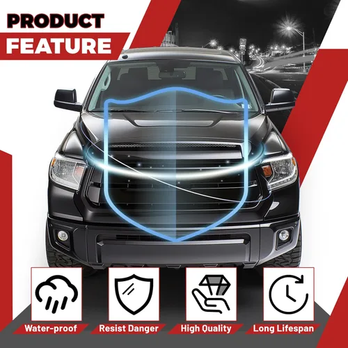 Miniatura 4 de HECASA Toma de Aire del Capó Compatible con Toyota Tundra 2014-2021 Repuesto para 761800C030 TO1231102 REPT133702 Parrilla Delantera Negra Superior