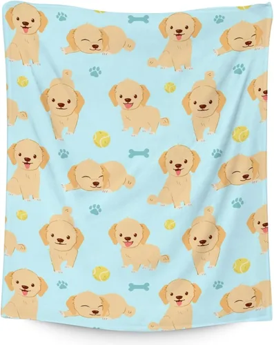Miniatura 14 de Golden Retriever - Manta para niñas, tamaño de regazo de 30 x 40 pulgadas, manta de felpa suave y mullida, manta colorida y linda para sala de estar