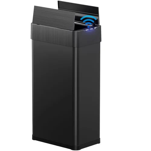 Miniatura 2 de TLSUNNY Basurero automático de 13.2 galones, de acero inoxidable, con sensor de movimiento, cubo de basura inteligente con tapa de mariposa, anillo