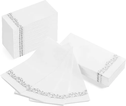 Miniatura 10 de AMERICAN HOMESTEAD - Toallas de Mano Desechables para Baño - Diseño Decorativo Be Our Guest Dorado - Servilletas de Invitados Similares al Lino