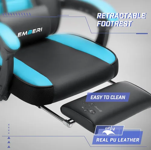 Miniatura 7 de LEMBERI Sillas de juegos para adultos, sillas ergonómicas de videojuegos con reposapiés, silla de juegos grande y alta, capacidad de peso de 400