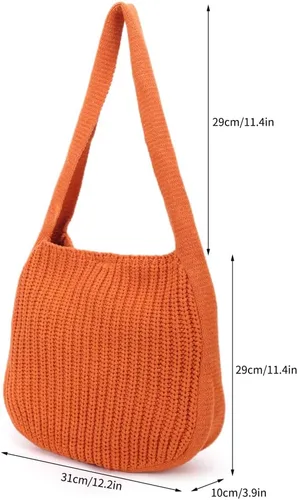 Miniatura 34 de ENBEI Bolsos de hombro para mujer Bolsos de ganchillo Bolso de punto grande Bolso de mano estético para la escuela lindo Bolsas de mano Bolsa