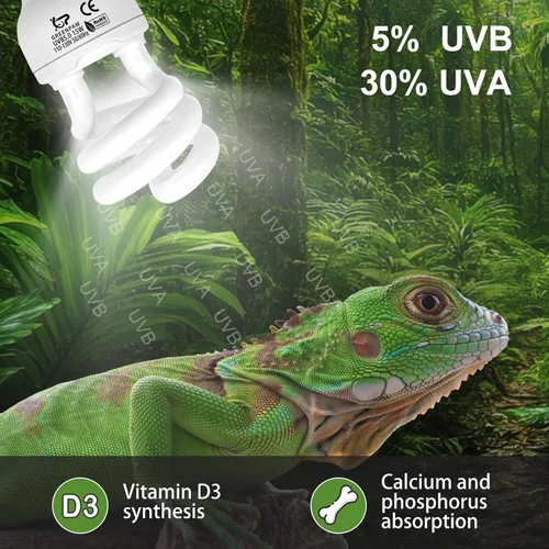 Miniatura 3 de Luz UVB para reptiles, 5.0 15W UVA UVB luz para reptiles, bombilla fluorescente compacta UVB para camaleones, tortuga, iguanas y serpientes