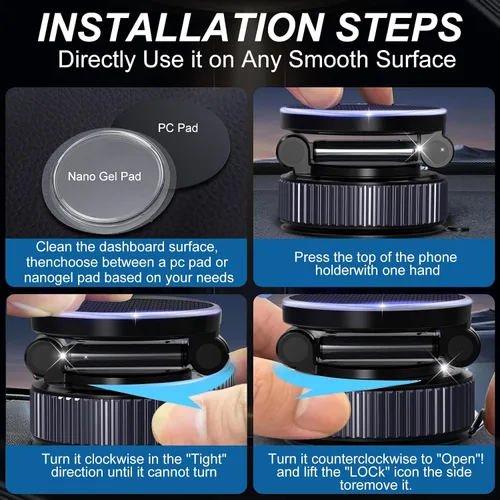 Miniatura 3 de Soporte magnético de carga de teléfono para automóvil - Soporte magnético de teléfono actualizado al vacío de 360°, soporte de teléfono plegable