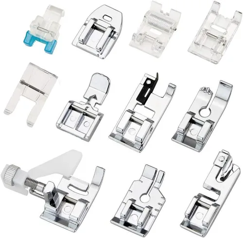 11 piezas de prensatelas, kit de máquina de coser para uso doméstico, piezas de repuesto y accesorios DIY para máquinas de coser Brother, Singer,