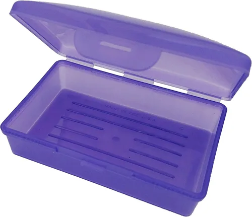Miniatura 2 de American Comb: Caja de jabón, 1 morada, fabricada en los Estados Unidos, caja de jabón con tapa con bisagras y pestillo seguro Morado