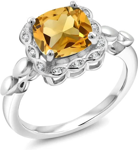 Miniatura 125 de Gem Stone King Anillo de compromiso de plata de ley 925 de 0.315 in con piedra natal y zafiro blanco creado Anillo de compromiso de boda