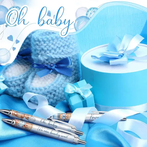 Miniatura 6 de Chuangdi 48 bolígrafos de baby shower, recuerdos de fiesta a granel para invitados, bolígrafos retráctiles de tinta negra, regalos de baby shower