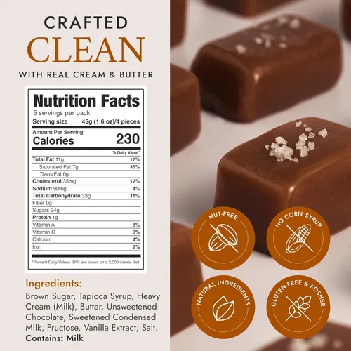 Miniatura 2 de Béquet Caramelo – Caramelo de chocolate con sal – Caramelo de caramelo envuelto individualmente – Caramelo gourmet – Hecho en Montana – Kosher