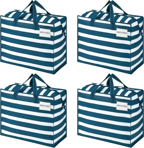 VENO Paquete de 4 bolsas de mudanza resistentes, bolsas de almacenamiento, suministros de embalaje, cremallera superior, bolsas de almacenamiento
