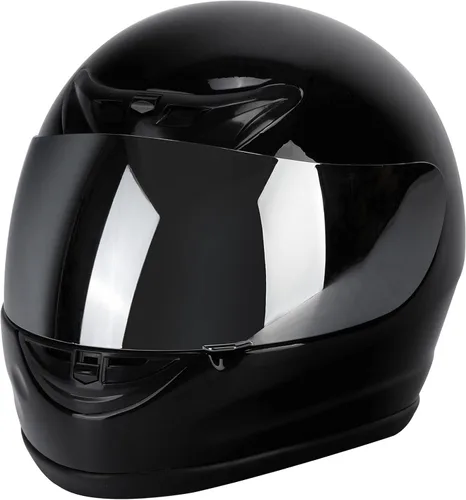 Miniatura 7 de TCT-MOTORPARTS - Casco de motocicleta para adultos, aprobado por DOT, color negro, visera de espejo de cara completa, casco de calle