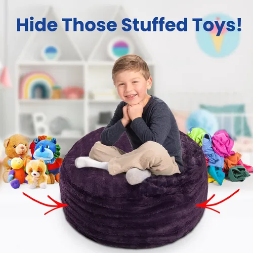 Miniatura 7 de Cheer Collection Puf de almacenamiento de animales de peluche, organizador de almacenamiento de juguetes para niños y puf con asa, bolsa de piel