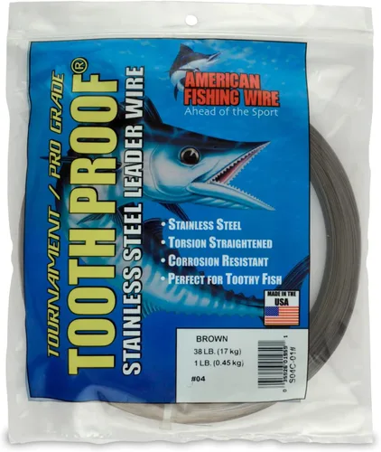 Miniatura 88 de AFW Alambre Líder Duro de Una Hebra de Acero Inoxidable a Prueba de Dientes - Brillante y Camuflaje para Tiburón, Barracuda, Caballa Real, Wahoo