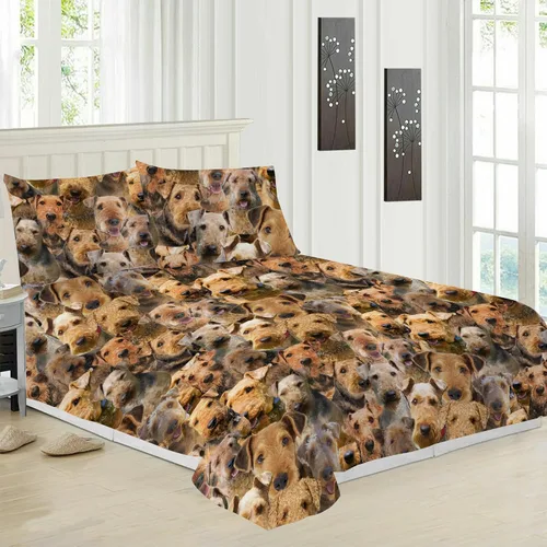 Miniatura 2 de Airedale Terrier - Juego de funda de edredón con estampado de cara de perro, juego de ropa de cama de 3 piezas, juego de funda de edredón suave