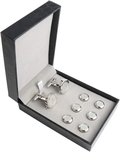 Miniatura 7 de Gemelos y tachuelas para hombre, camisas de esmoquin para negocios, boda, iniciales del alfabeto A-Z