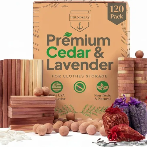 Paquete variado de 120 unidades – Lavanda y cedro para armarios – Alternativa para almacenamiento de ropa – Bolsas de aroma para protección de