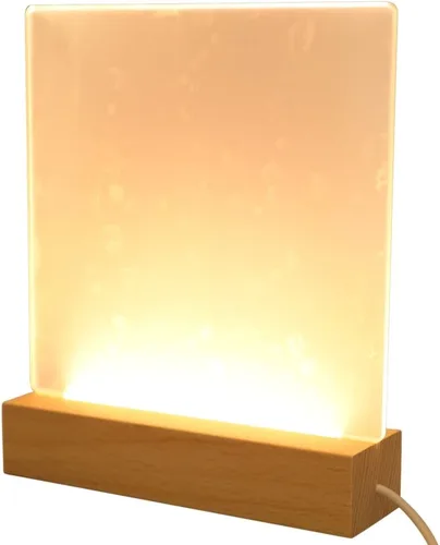 Miniatura 2 de QOMOLANGMA Base de exhibición de luces LED en blanco para grabar, base de lámpara LED de madera, interruptor de cable USB, luz nocturna moderna