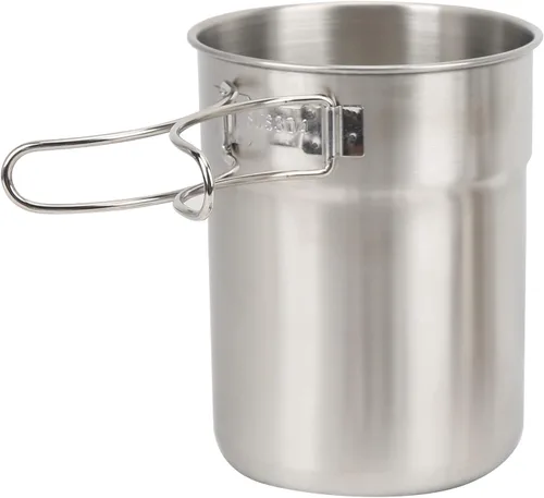 Miniatura 4 de Taza de camping plegable de acero inoxidable con tapa para llama directa de fuego abierto para mochilero/senderismo/camping catering al aire libre