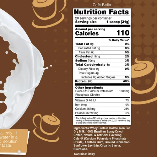 Miniatura 2 de Bariatric Eating Inspire Cafe Bella - Polvo aislado de proteína de suero de leche sin azúcar, 0.71 oz, vainilla y canela, capuchino (20 porciones)