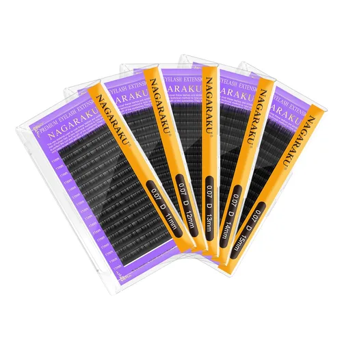 Miniatura 106 de NAGARAKU Extensiones de pestañas, pestañas individuales, 0.05mm, rizo D, 15mm, clásico, negro mate, suave, natural, profesional, 16 filas, 0.05-D