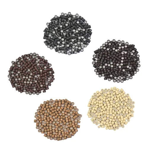 Miniatura 6 de 200 cuentas de oropel forradas de silicona de 0.157 in para extensiones de cabello (negro)
