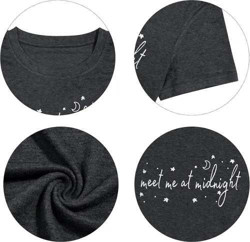 Miniatura 7 de Camiseta de álbum para mujer, camiseta con texto en inglés "Meet Me at Midnight", camiseta de concierto para mujer, camiseta con gráficos vintage