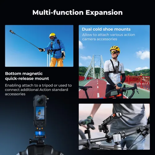 Miniatura 4 de K&F Concept Jaula para Cámara para Insta360 X5, Estuche Protector de Aleación de Aluminio con Cubierta de Lente de Silicona, Marco con 2 Monturas