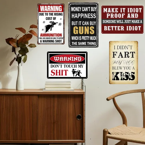 Miniatura 5 de Letrero de estaño Accesorios de armas para hombres Letreros de cueva de hombre y decoración Letrero de estaño de metal divertido Regalos geniales