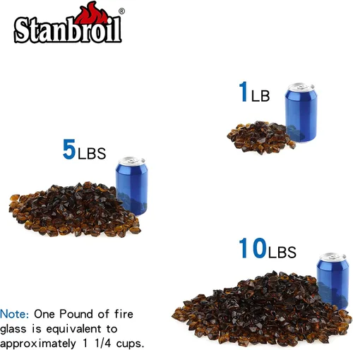 Miniatura 3 de Stanbroil Vidrio de fuego de 10 libras, vidrio de fuego de polígono de 1/2 pulgada para chimenea y paisajismo, ámbar