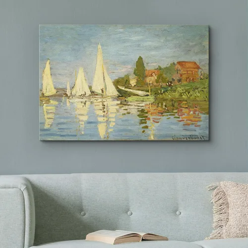Miniatura 130 de wall26 Prado con álamos por Claude Monet - Arte moderno impresionista, arte en lienzo para el hogar, 12 x 18 pulgadas